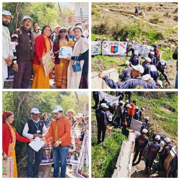 लोहाघाट:नमामि गंगे के तहत महाविद्यालय के छात्रों ने क्षेत्र के जल स्रोतों में चलाया स्वच्छता अभियान